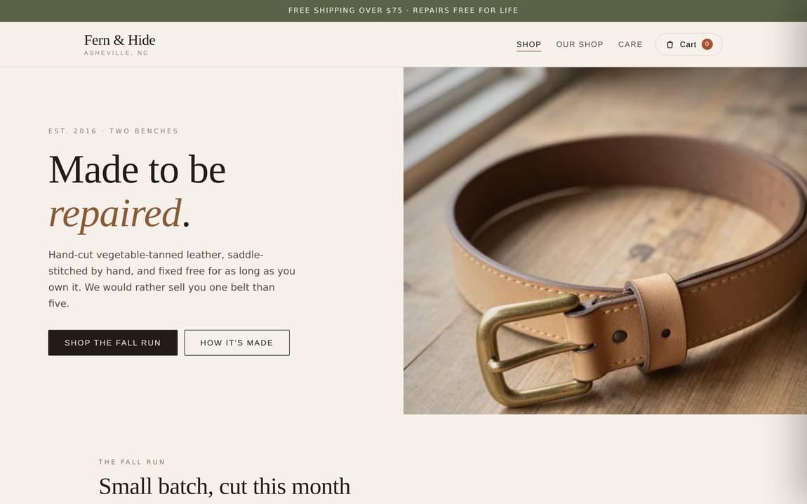 Fern and Hide sample online store
