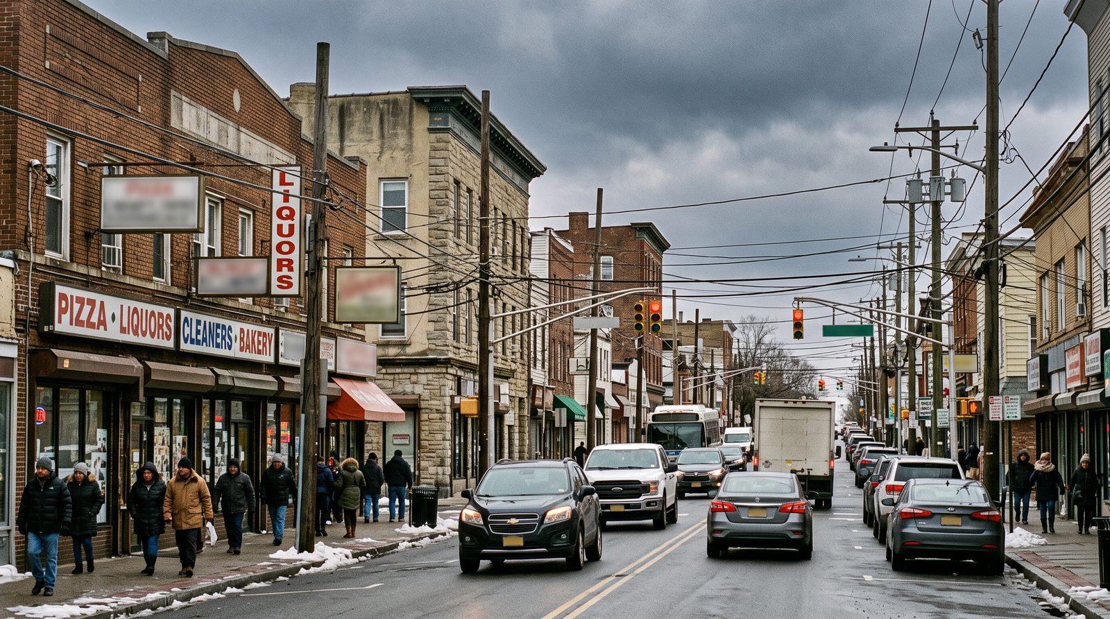 Suburban commercial street in northern New Jersey